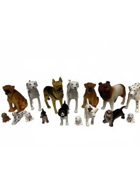 Vintage Plastic Toy Dog Figurines Lot Dalmatians Shepherd Boxer Collie